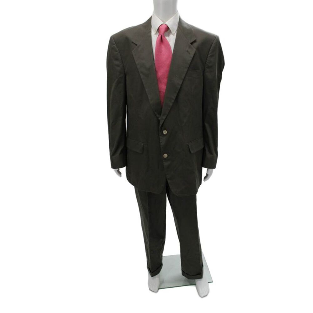 Palm Beach Mens 2 Piece Suit Green Wool Blend Solid Size 40